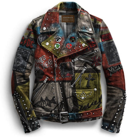 “Punk’s Not Dead” Gothic Studwork Leather Jacket