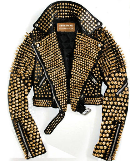 Golden Riot Studded Punk Leather Jacket