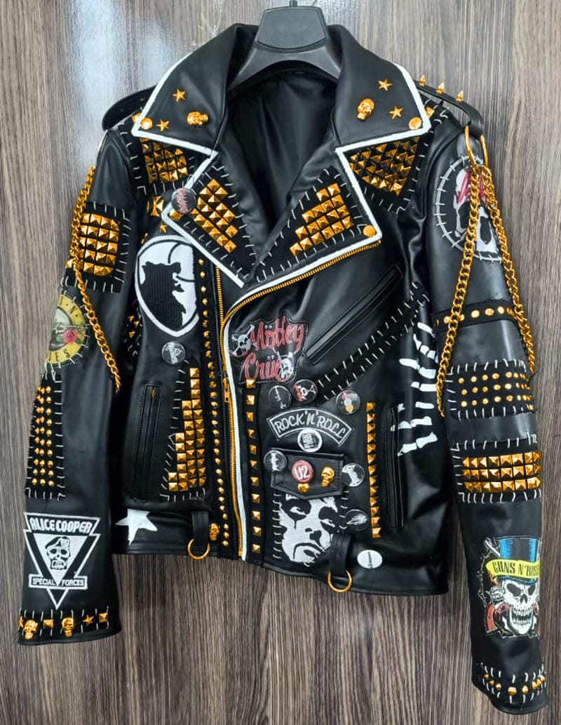 Studded Chain Leather Jacket