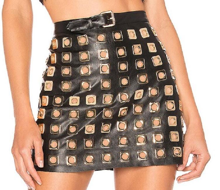 Belted Leather Skirt