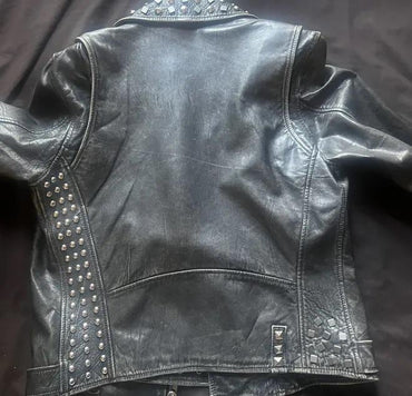 Dynamic Black Cowhide Leather Biker Jacket