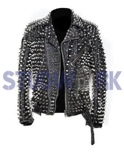 Steel Vandal Silver Studded Punk Biker Leather Jacket
