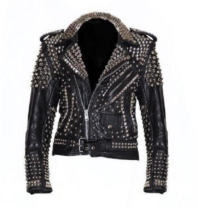Black Ignition Spiked Brando Leather Jacket