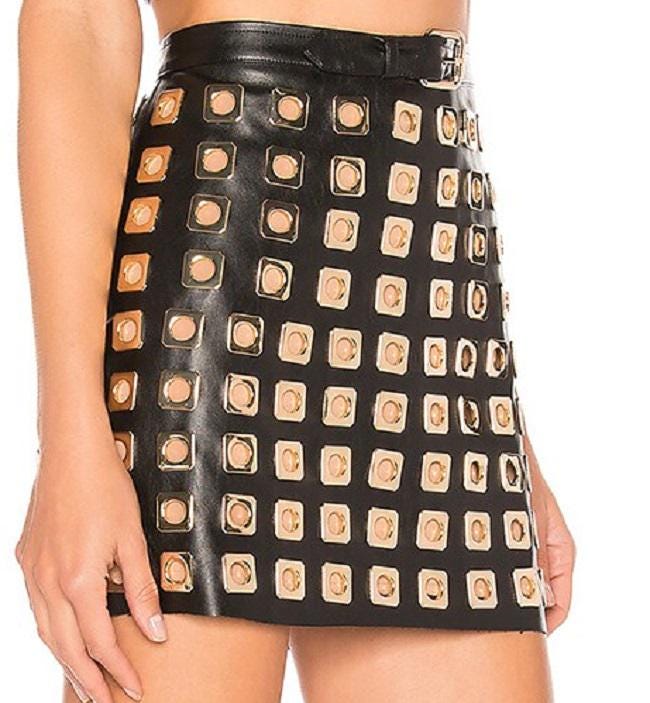 Belted Leather Skirt