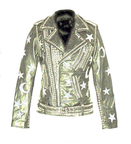 Stars & Moons Patches Leather Jacket