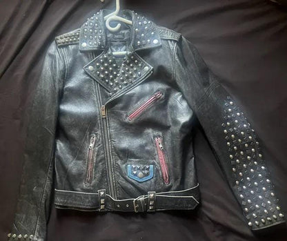 Dynamic Black Cowhide Leather Biker Jacket