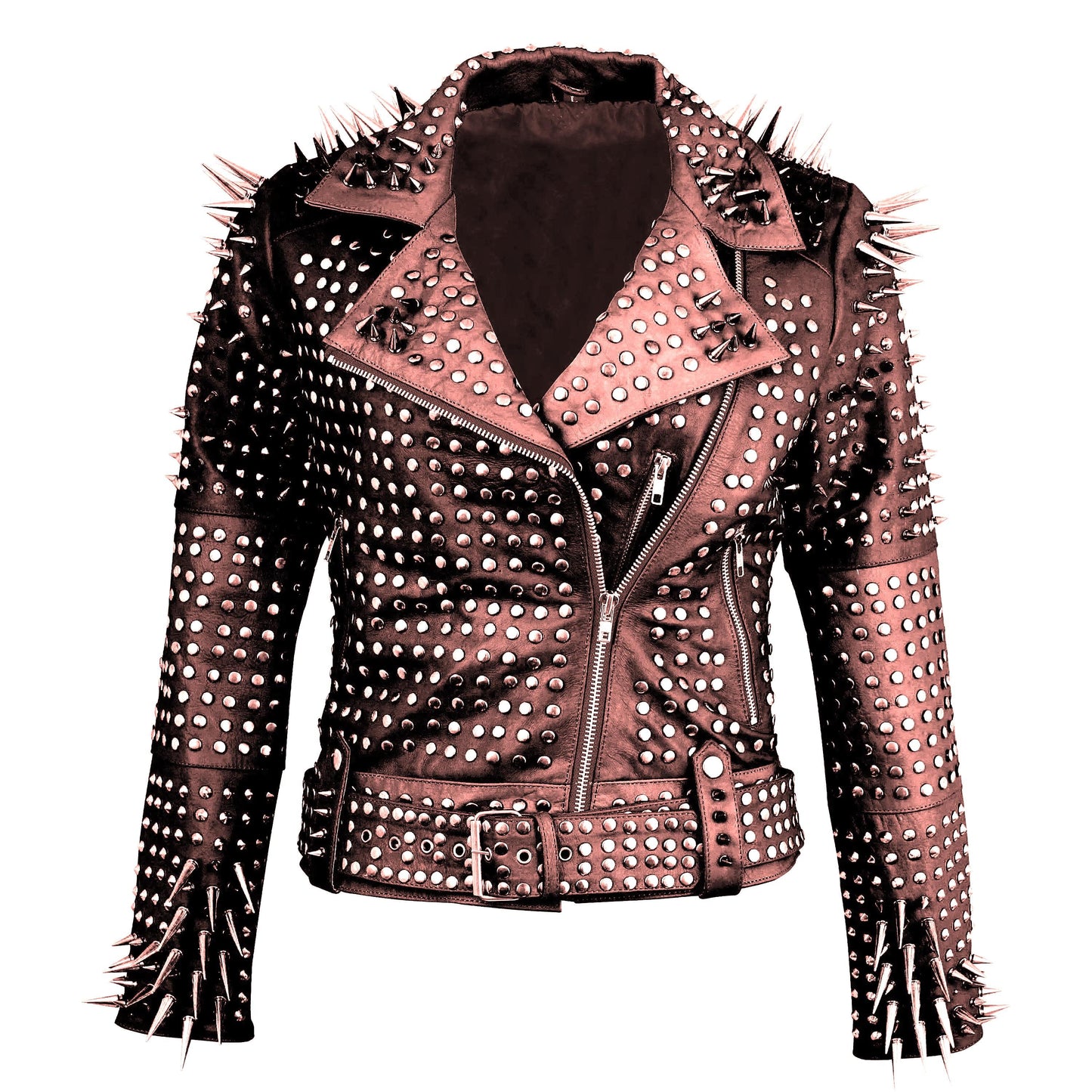 Bold Pinkish Beige Leather Jacket