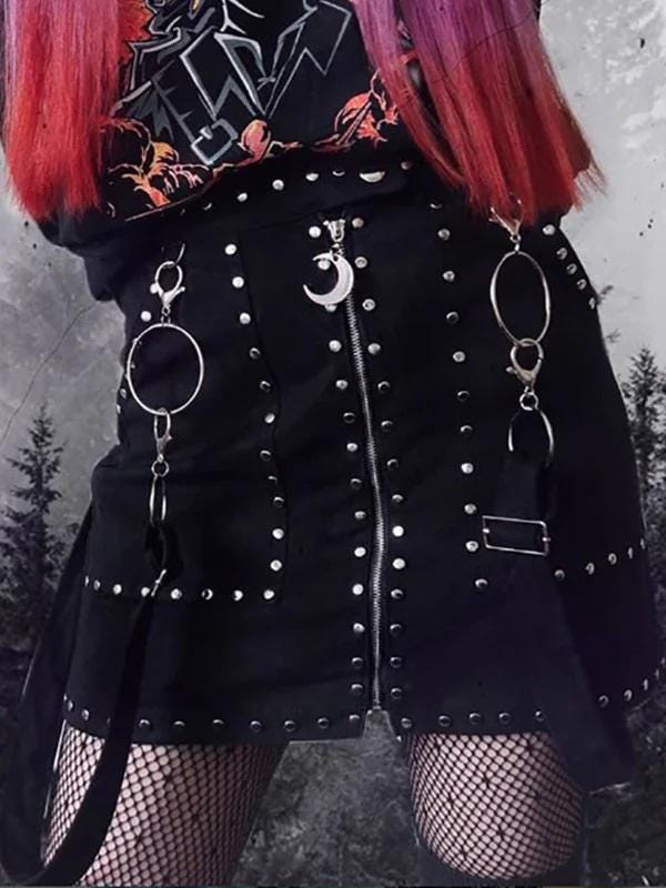 Striking Black Suede Leather Skirt