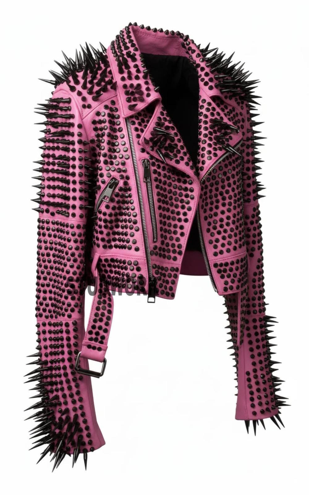 Blush Anarchy Spiked Leather Biker Jacket