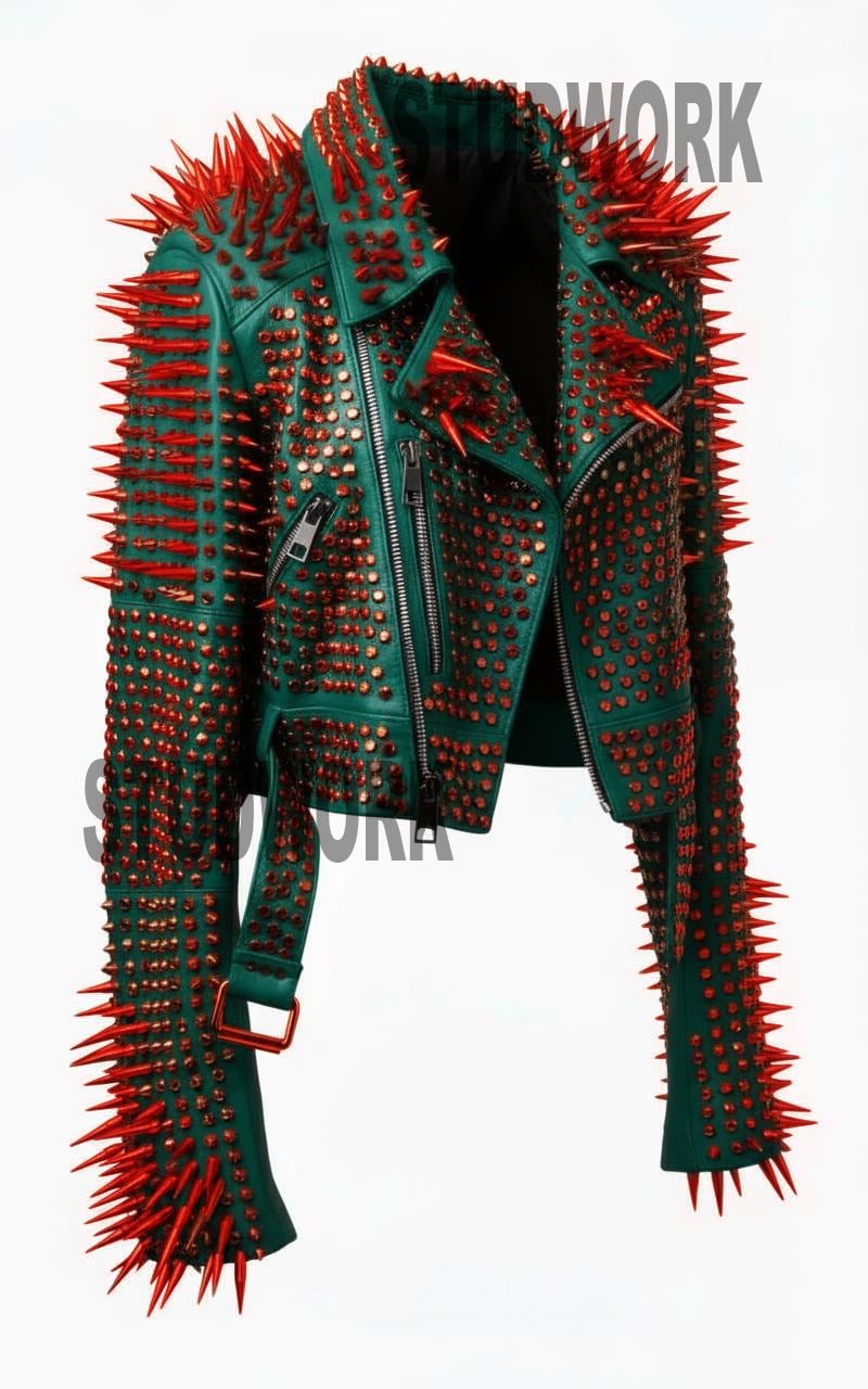Red Spikes Brando Premiunk Leather Jacket