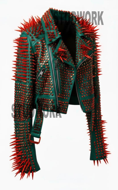 Red Spikes Brando Premiunk Leather Jacket