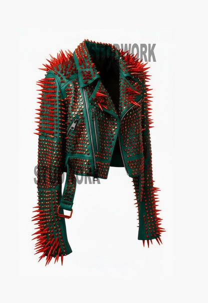 Red Spikes Brando Premiunk Leather Jacket