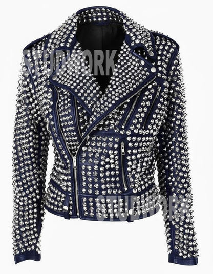 Night Thorn Silver Steel Veil Shell Studs Jacket