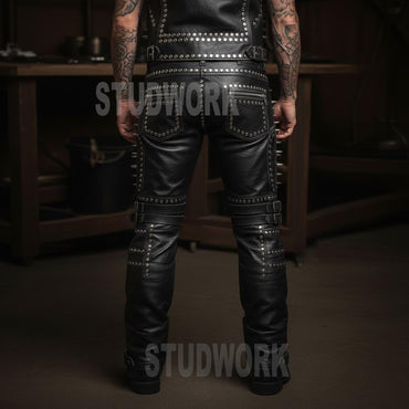 Gear Lock Vein Steel Leather Pant
