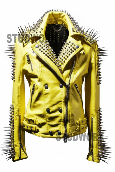 Solar Riot Spiked Leather Biker Jacket