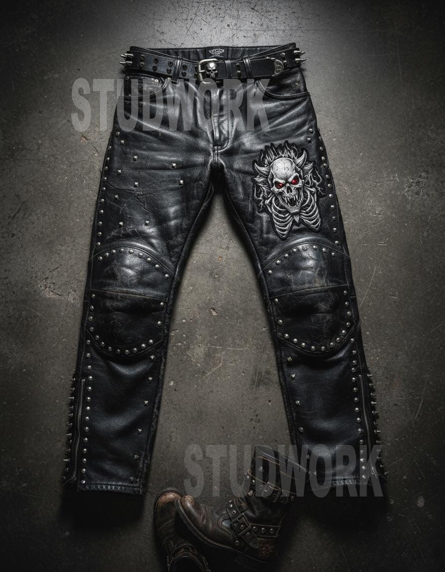 Inferno Skull Spiked Leather Pants